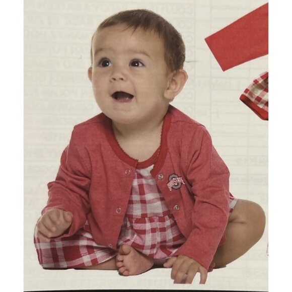 NEW Ohio State Buckeyes OSU Colosseum Dress Cardigan Outfit Infant Girl 6-12 Mo - Picture 2 of 9